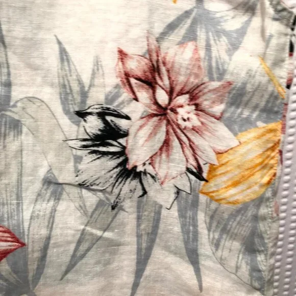 C&C CALIFORNIA 100% linen leaf print colorful shirt Size small Sleeveless - Picture 7 of 7